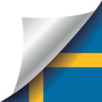 Sweden flag with curled corner vector