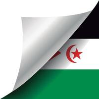 Western Sahara flag with curled corner vector