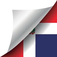 bandera de la república dominicana con esquina rizada vector