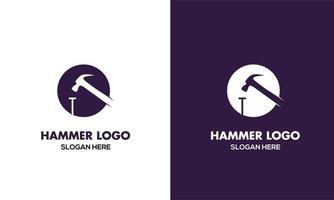 Vector Hammer and nails logo design,hammer hitting nail illustration