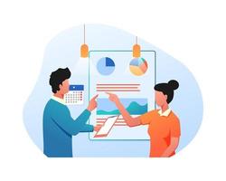 Flat Illustration of Man and Woman working together communicate vector