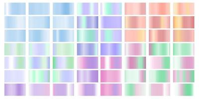 Set colorful Pastel gradient Chrome color foil texture background, vector