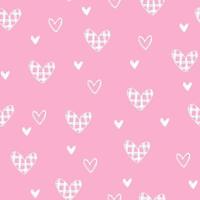 cute doodle white hearts pink seamless love pattern Valentine Day vector