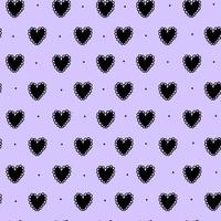 Hand drawn cute black hearts purple seamless love pattern vector