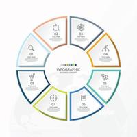 Basic circle infographic template with 8 steps vector