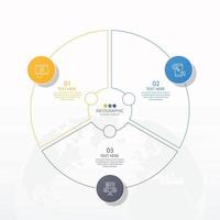 Basic circle infographic template with 3 steps vector