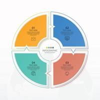 Plantilla de infografía de círculo básico con 4 pasos. vector