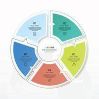 Plantilla de infografía de círculo básico con 5 pasos. vector