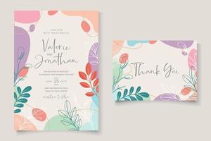 Wedding card template with pastel color background design