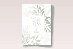 Wedding invitation card template with beautiful leaf ornament vector