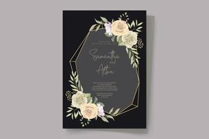 plantilla de invitación de boda con hermoso diseño floral vector