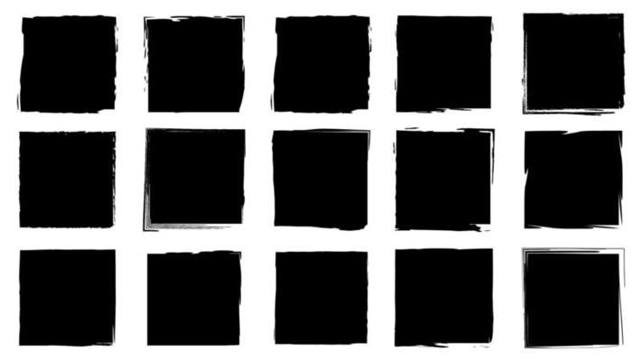 Dirty frames grunge. Ink brush strokes. distress textures of a square