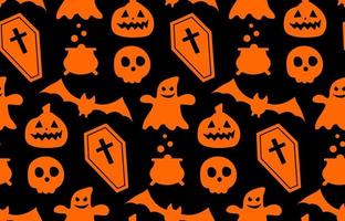 Seamless repeating pattern with Halloween symbols. silhouettes vector