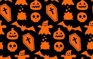 Seamless repeating pattern with Halloween symbols. silhouettes vector