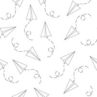 Seamless pattern with outline paper plane vector