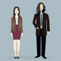 asian man and woman at work vector illustration