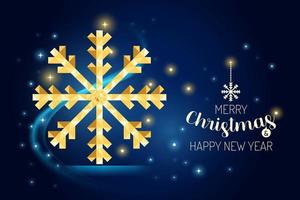 Wireframe Merry Christmas snowflake luxury gold geometry  Design. vector