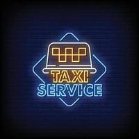 servicio de taxi letreros de neón estilo texto vector