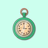 Sticker Cartoon alarm clock isolated on green background Free Vector