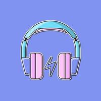 Illustration Sticker of headphones  Cartoon Vector