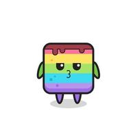 the bored expression of cute rainbow cake characters vector