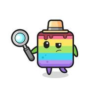 rainbow cake detective character is analyzing a case