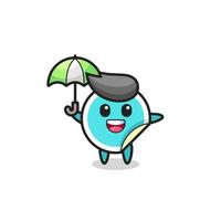 cute sticker illustration holding an umbrella vector