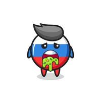 the cute russia flag badge character with puke vector