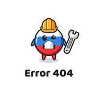 error 404 con la linda mascota de la insignia de la bandera de Rusia vector