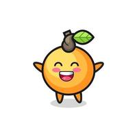 happy baby orange fruit cartoon character vector