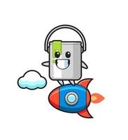 paint tin mascot character riding a rocket vector