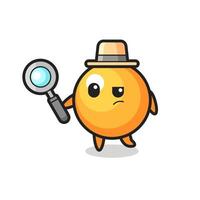 personaje de detective de pelota de ping pong está analizando un caso vector