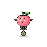 The cute peach character is riding a circus bike vector
