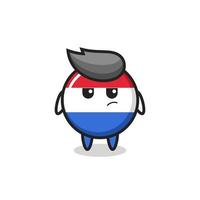 cute netherlands flag badge character with suspicious expression vector