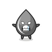 wrathful expression of the oil drop mascot character vector