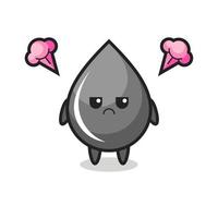 annoyed expression of the cute oil drop cartoon character vector