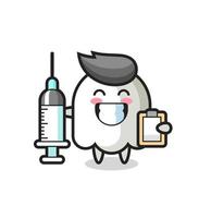 Ilustración de mascota de fantasma como médico. vector