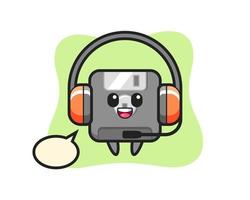 Cartoon mascot of floppy disk as a customer service vector