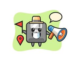 Character cartoon of floppy disk as a tour guide vector