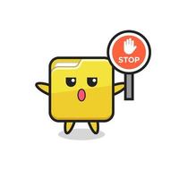 folder character illustration holding a stop sign vector