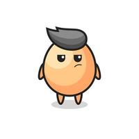 cute egg character with suspicious expression vector