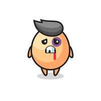 injured egg character with a bruised face vector