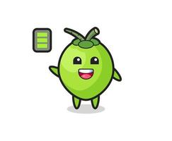 coconut mascot character with energetic gesture vector