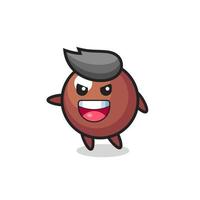 chocolate ball cartoon with very excited pose vector