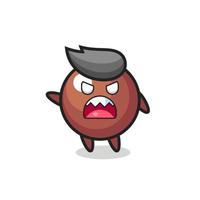 cute chocolate ball cartoon in a very angry pose vector