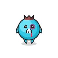 injured blueberry character with a bruised face vector