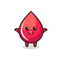 blood drop mascot character saying I do not know vector