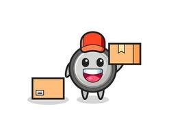 Mascot Illustration of button cell as a courier vector