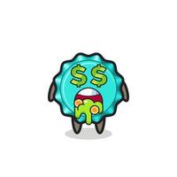 bottle cap character with an expression of crazy about money vector