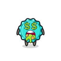 bottle cap character with an expression of crazy about money vector